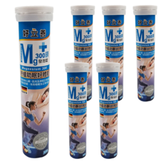 好立善 鎂300發泡錠，幫助入睡，放鬆舒緩, 4g, 20顆, 6瓶