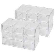 宮格分隔收納盒 9宮格, 透明色, 2個