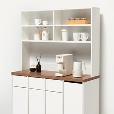 필웰 무노 분리수거함 수납장 + 상부장 세트 방문설치, 잉글리쉬월넛, 4단