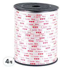 파티쇼 메세지 풍선 컬링 리본 대, 러브화이트, 4개