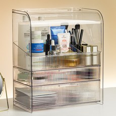 comet 高級3層附蓋式化妝品收納盒 特大號, 透明色, 1個