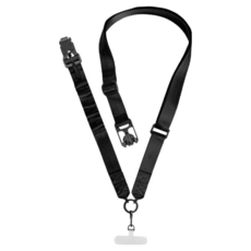 JOEKI 多功能手機掛繩 尼龍+TPU夾片+鋁合金扣, 黑色, 1條