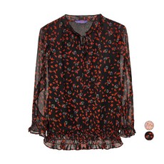 Olivia Hassler 女款下擺抓皺透視雪紡衫 OHCMBL107