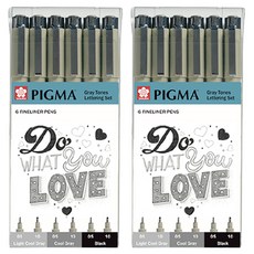 SAKURA 櫻花 PIGMA MICRON 筆格邁 櫻花Figma微米單調刻字套裝, 淺冷灰色, 冷灰色, 黑色, 2套