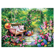 鑽石畫 花園風景, 花園椅子 + 無框, 1個