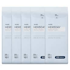 허브데이 생리대 날개형, 중형, 10개입, 5개