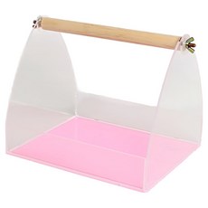 Bora Pet 鸚鵡壓克力桌上型籃子棲木 中, 粉紅色, 1個