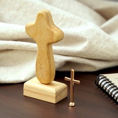 morningscent 납골당 장식용 미니어쳐 원목 십자가 세트, 스프링그린