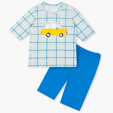 unifriend 兒童旅行車竹節棉七分家居服套裝