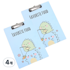 MONEY POOL 可愛恐龍角色A4文件板, 4個, 藍色