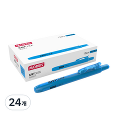 MORRIS JUST CLICK 按壓式螢光筆 S, 天空藍, 24個