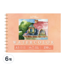 DOOSUNG PAPER Art Prince 水彩用線圈素描本 250g W06, A5, 6個, 25張