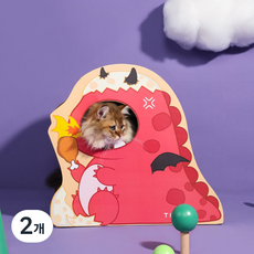 딩동펫 고양이 공룡 스크래쳐 하우스, 레드, 2개