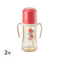 마더케이 369 PPSU 빨대컵, 레드, 2개, 300ml