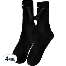 다다랜드 가까이가면 손잡는 파티 양말, 블랙, 4세트