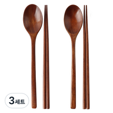 이와이엔스토리 옻칠 수저 세트, 우드, 숟가락 2p + 젓가락 2p, 3세트