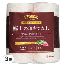 Kleenex 舒潔 日本製紙Crecia雙層滾筒衛生紙 奢華 30m x 114mm, 4捲, 3袋