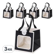 인디케이 투명창 선물쇼핑백 소 5p + 스티커 5p 세트, 블랙, 3세트