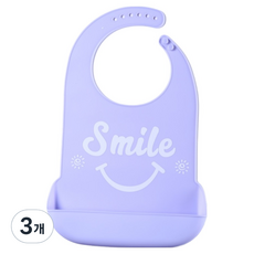 소울리치 튼튼하고 편리한 성인용 턱받이 L 29 x 45 cm, 퍼플스마일, 3개