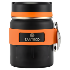 SANTECO KOGE 悶燒罐，碳黑色，500ml，附折疊湯匙，保溫保冷，食品級304不鏽鋼材質, 1個
