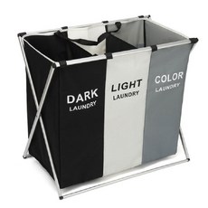 LOCUS 分類3層洗衣籃, 黑色 + 白色 + 灰色, 1個