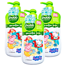 Probo 博寶兒 植萃沐浴露 佩佩豬, 溫和低敏 清潔PM2.5 不流淚配方, 650ml, 3瓶