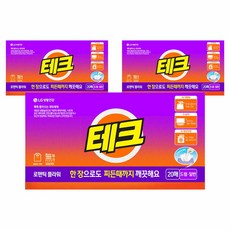 테크 간편 시트세제 일반드럼 겸용 로맨틱 플라워향, 20매, 3개