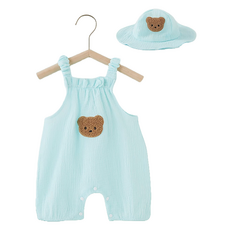 Bebeniz 可愛捲毛熊無袖連身衣 + 帽子套組