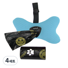 퍼피아 강아지 소프트 매쉬 배변봉투 디스펜서백 + 배변봉투 30p 세트, 스카이블루(가방), 블랙(봉투), 4세트
