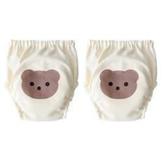 조이멀티 아동용 크림패턴 레몬 공룡 배변훈련팬티, 곰돌이, 2개