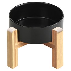 加高木架陶瓷碗 大 15.5cm, 黑色, 1組