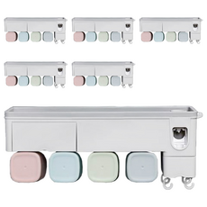 多功能牙刷杯收納置物架 四杯款, 混和顏色, 6個