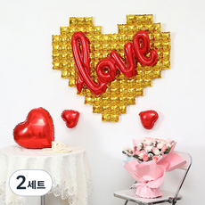 if Love大愛心氣球組, 2套, 金色+紅色