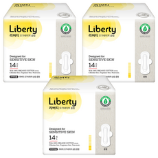 리버티오가네이처 유기농 순면커버 슬림 생리대 날개형, 중형, 14개입, 3개