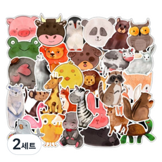 Eogane.com 可愛小動物防水行李箱貼紙 50入組, 2套, 混合顏色