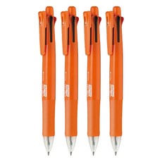 ZEBRA 斑馬牌 四色五合一 多功能原子筆 B4SA1 彈性筆夾 筆頭橡皮擦, 橙色, 4支