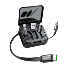 AIDOGA 艾迪伽 GoBox系列 多功能伸縮收納收納盒 快充充電線/傳輸線/轉接頭/轉接器, 100cm, 黑色, 1個