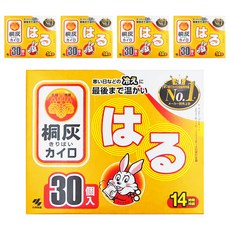 KOBAYASHI 小林製藥 桐灰 小白兔 貼式暖暖包 Set, 持久溫暖，持續發熱可達14小時，最高溫度63℃，平均溫度53℃, 30片, 5盒