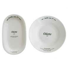 Iwooa Yeosa Odette 字母義大利麵盤 + 橢圓盤組, 1套, 義大利麵盤 + 橢圓盤, 字母 白色 + 綠色