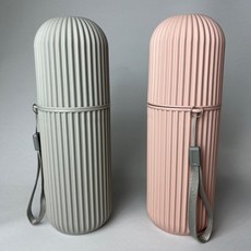 TTOJYO 旅行用情侶牙刷牙膏盒 灰色 + 粉紅色套組, 1套