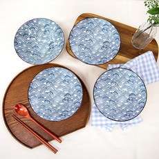 日常蓋飯陶瓷麵碗盤, 4個, 波浪