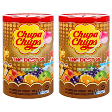 Chupa Chups 加倍佳 棒棒糖Set 100支入 水果可樂奶油口味綜合, 1.1kg, 2桶