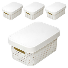 커버 바스켓, 아이보리, 소(15 x 23.5 x 12.5 cm), 4개
