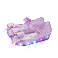 Kiphant 女童蝴蝶結珍珠LED果凍鞋 T-08