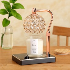 Ein.D 水晶串珠蠟燭暖燈 + 280g 大豆蠟燭組, Downy, 玫瑰金 + 黑色