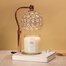 Candle Department Store 大豆蠟燭 280g + 寶石融蠟燈組, 潔淨棉, 玫瑰金 + 白色