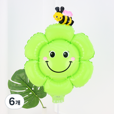 파티짱 꿀벌 꽃잎 스마일 데이지 풍선, 그린, 6개