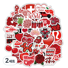 行李箱貼紙筆電街頭紅色Red裝飾50種組, 混色, 2組