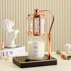 Candle Department Store Elsa 融蠟燈 玫瑰金黑色 + 大豆蠟燭 280g 套組, 黑櫻桃, 玫瑰金/黑色