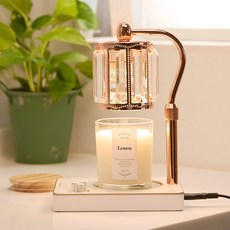 Candle Department Store Elsa融蠟燈 玫瑰金白色 + 大豆蠟燭 280g 套組, 檸檬